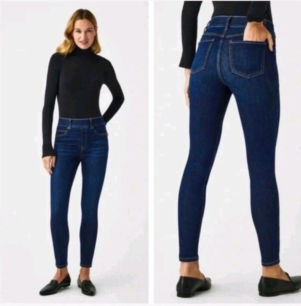 Spanx Ankle Skinny Jeans Womens Small Pull On Slimming Denim Stretch Jegging